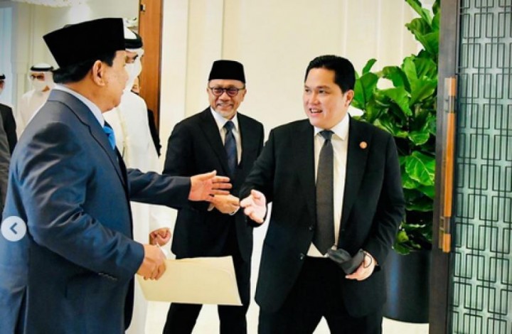 Menteri BUMN Erick Thohir dan Menteri Pertahanan Prabowo Subianto. Sumber: liputan6.com