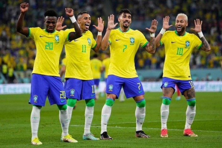 Potret Timnas Brasil saat Kontra Lawna Korea Selatan di Babak 16 Besar Piala Dunia 2022 Qatar. (Twitter)