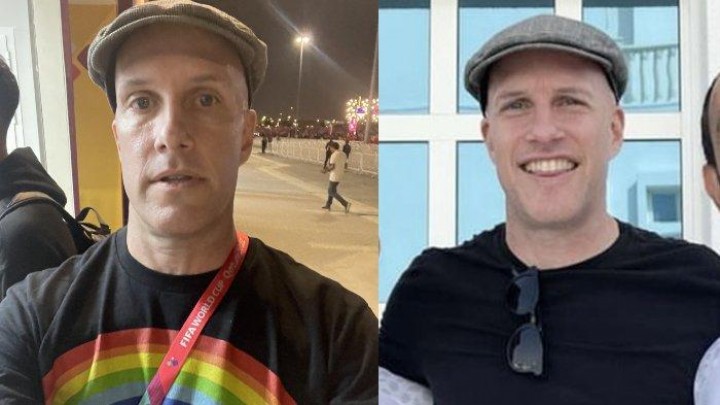 Potret Jurnalis Asal Amerika Serikat yang Kenakan Kaos LGBT di Qatar Dilaporkan Meninggal Dunia Usai Liput Argentina vs Belanda Tadi Malam. (Tribunnews.com/Foto)