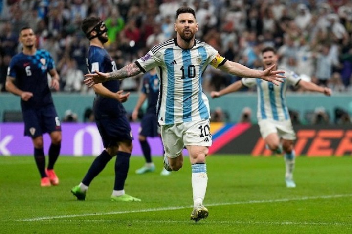 Lionel Messi di Semifinal Piala Dunia 2022, usai Cetak Gol. (Bola.net/Foto)