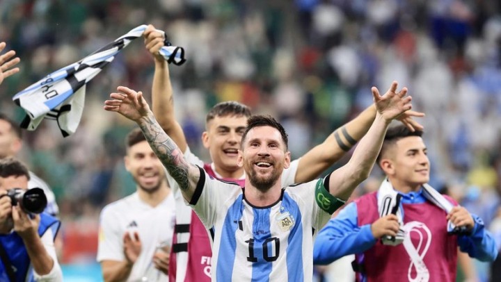 Potret Leo Messi dengan Timnas Argentina di Piala Dunia 2022 Qatar. (CNBC Indonesia/Foto)