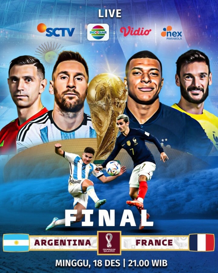 Ilustrasi Final Piala Dunia 2022, Babak Final Argentina vs Prancis. (Twitter/SCTV/Foto)