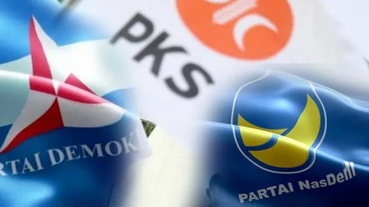 Bendera PKS, Nasdem, dan Demokrat. Sumber: Internet