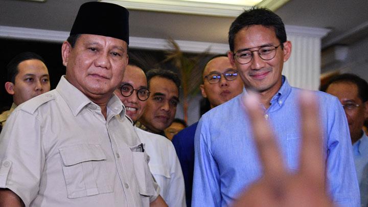 Ketum Gerindra Prabowo Subianto dan Sandiaga Uno. Sumber: tempo.co