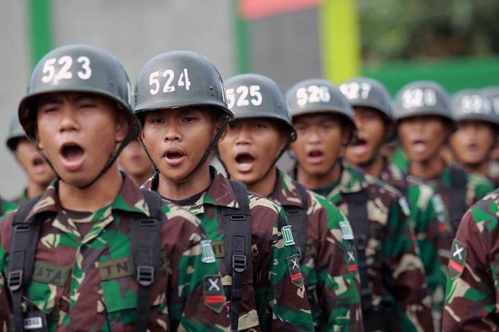 Potret Tentara Nasional Indonesia (TNI AD) Saat Melakukan Sesi Latihan. (Terasjambi.id/Foto)