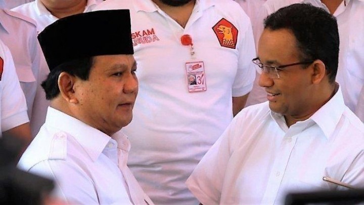 Ketum Gerindra Prabowo Subianto dan Anies Baswedan. Sumber: Tribunnews.com