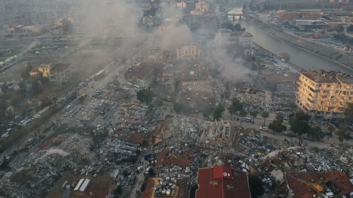 Potret dari Udara, Terlihat selatan Turki di Lululantahkan Oleh Gempa Bumi 7,8 M. (detik.com/Foto)