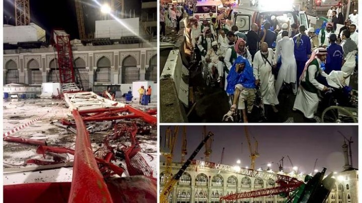 Potret Crane Jatuh dan Tewaskan 100 Orang dalam Insiden di Masjidil Haram. (Tribun/Foto)