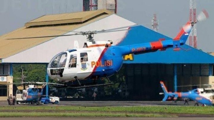 Potret helikopter Polisi yang Diberikan Untuk Fasilitas Aparat. (Tribun Manado/Foto)