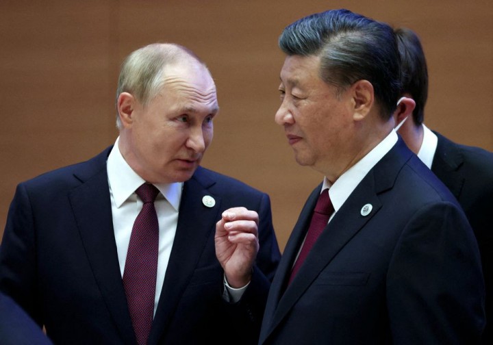 Potret Xi Jinping bertemu denga Valdimir Putin di Rusia. (TheJakartaPost/Foto)