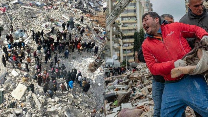 Potret Evakuasi Gempa Turki-Suriah yang Melululantahkan gedung Serta Manusia dengan Kekuatan 7,8 M. (Tribun/Foto)
