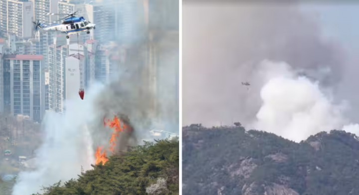 Gambar dan visual pemadaman api di hutan Gunung Inwang Seoul, Korea Selatan /Reuters