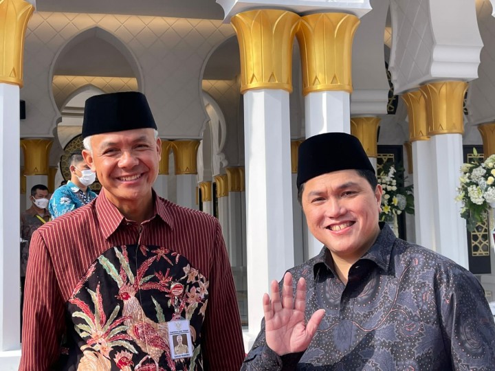 Politisi PDI Perjuangan Ganjar Pranowo disebut membutuhkan Erick Thohir untuk dijadikan sebagai Cawapres 2024. Sumber: Twitter