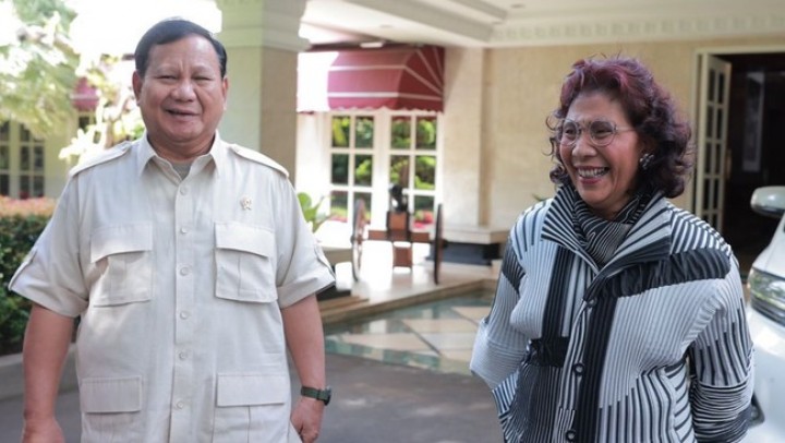 Pertemuan antara Prabowo Subianto dan Susi Pudjiastuti. Sumber: CNN Indonesia