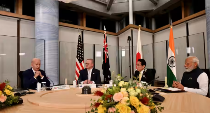 Presiden AS Joe Biden bersama Perdana Menteri Fumio Kishida dari Jepang, Perdana Menteri Narendra Modi dari India, dan Perdana Menteri Anthony Albanese dari Australia /Reuters