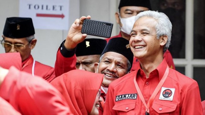 Riset Saiful Mujani Research and Consulting (SMRC) menyebutkan elektabilitas bakal calon presiden (bacapres) Ganjar Pranowo berpotensi mengalami kenaikan. Sumber: CNN Indonesia