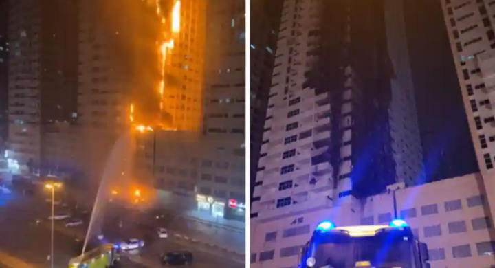 Video yang dibagikan di media sosial menunjukkan petugas pemadam kebakaran berjuang untuk mengendalikan api saat menyebar ke beberapa lantai kompleks bertingkat tinggi /Agensi