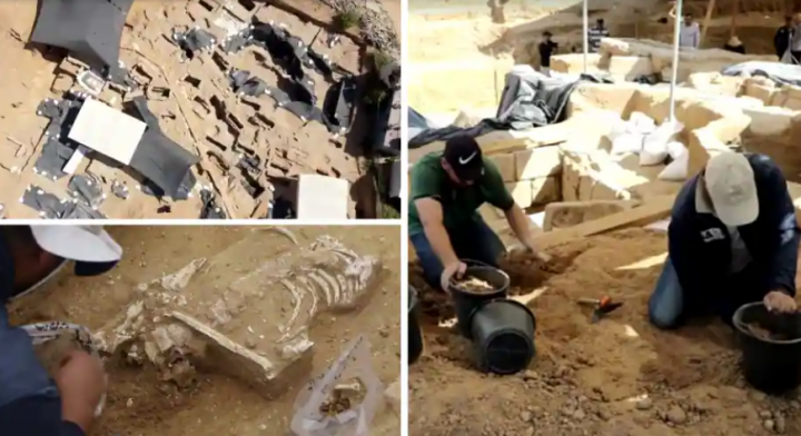 Para arkeolog di situs tersebut, yang ditemukan tahun lalu pada bulan Februari, juga menemukan guci tanah liat di dalam beberapa kuburan /Reuters