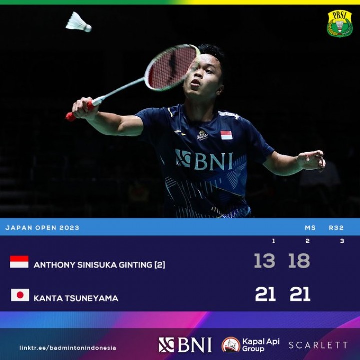 Anthony Ginting Melaju ke Babak 32 Besar Japan Open 2023!. (PBSI/Foto)