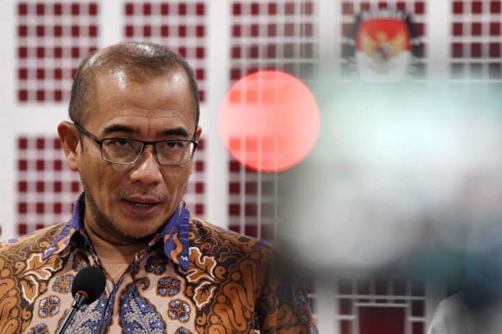 Ketua Komisi Pemilihan Umum (KPU) RI Hasyim Asy’ari mengaku hampir melantik politisi sebagai anggota KPU Daerah (KPUD). Sumber: Koran Tempo