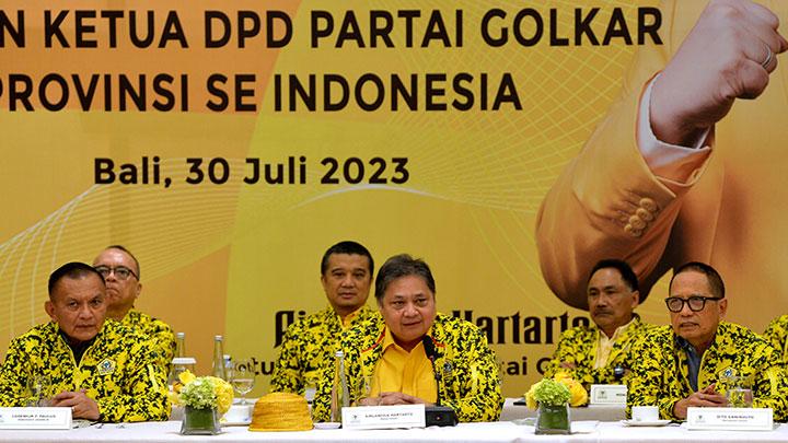 Hasil pertemuan Golkar di Bali: DPD Tolak Munaslub, Airlangga Hartarto Diberikan Mandat Baru. (Tempo/Foto)