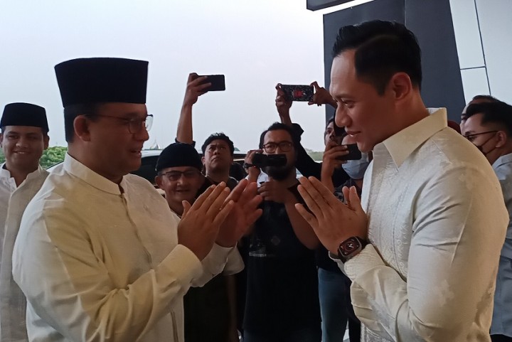 Ketum Demokrat Agus Harimurti Yudhoyono dan Anies Baswedan. Sumber: sindonews.com