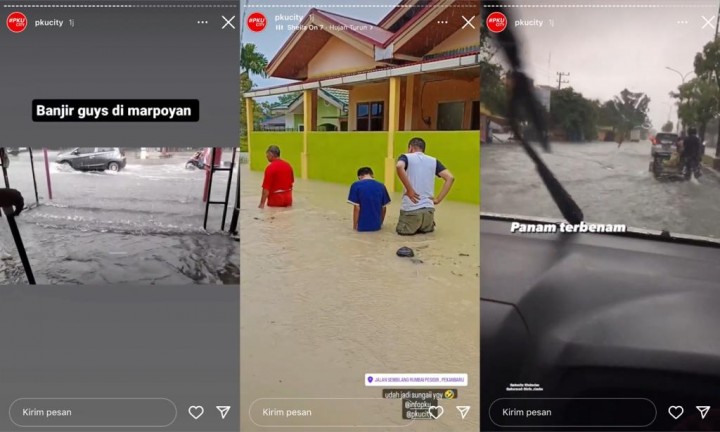 Hujan Deras Hampir 4 Jam Bikin Sejumlah Jalan di Pekanbaru Tergenang Banjir, Warga Sampai Alami Hal Ini. (Tangkapan Layar)