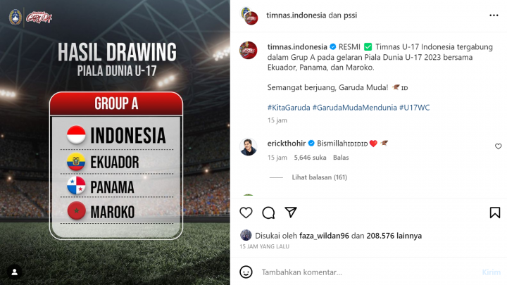 Jadwal Lengkap Timnas Indonesia di Piala Dunia U-17. (PSSI)