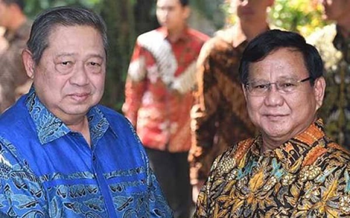 Ketua dewan pembina partai Demokrat Susilo Bambang Yudhoyono mendukung Prabowo Subianto sebagai capres 2024