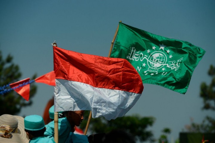 Bendera Nahdlatul Ulama (NU) dan bendera Indonesia. Sumber: kompas.id