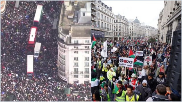 100 Ribu Masyarakat London Demo Dukung Palestina, Sebut 'Israel Teroris'. (X/Foto)
