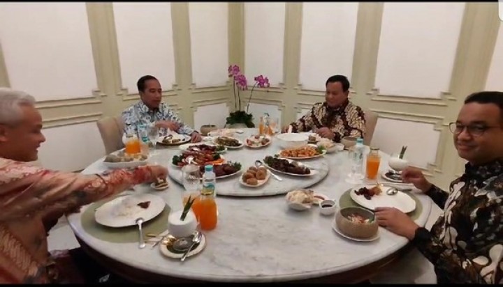 Jamuan makan Siang Presiden RI Joko Widodo bersama Bacapres 2024. Sumber: detik.com