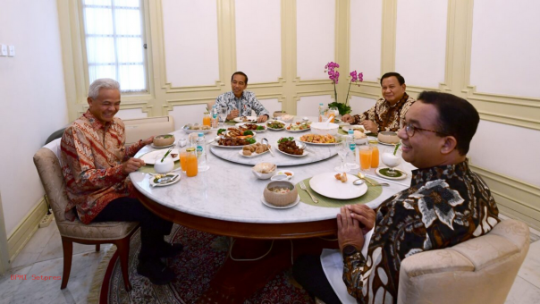 Jamuan makan Siang Presiden RI Joko Widodo bersama Bacapres 2024. Sumber: Sekretariat Negara