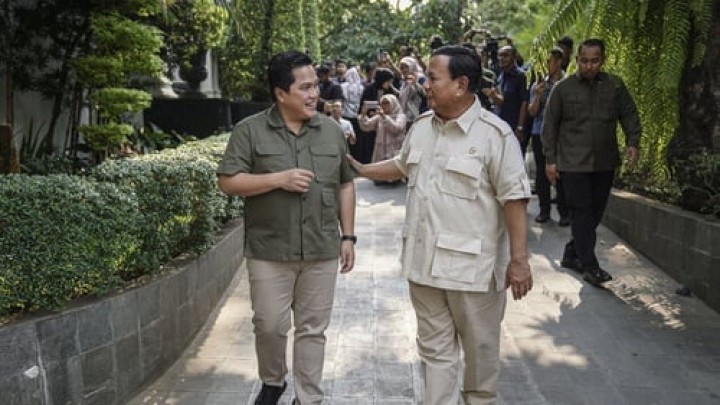 Menteri Pertahanan Prabowo Subianto dan Menteri BUMN Erick Thohir. Sumber: tirto.id