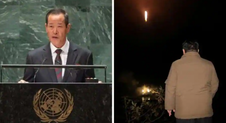 Duta Besar Korea Utara untuk PBB, Kim Song (kiri) dan Pemimpin Korea Utara Kim Jong Un (kanan) /Agency
