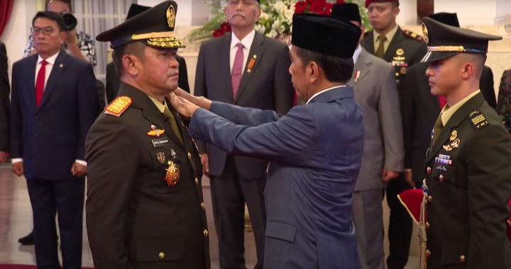 Pelantikan Kepala Staf Angkatan Darat (KSAD), Jenderal Maruli Simanjuntak. Sumber: Sekretariat Kabinet