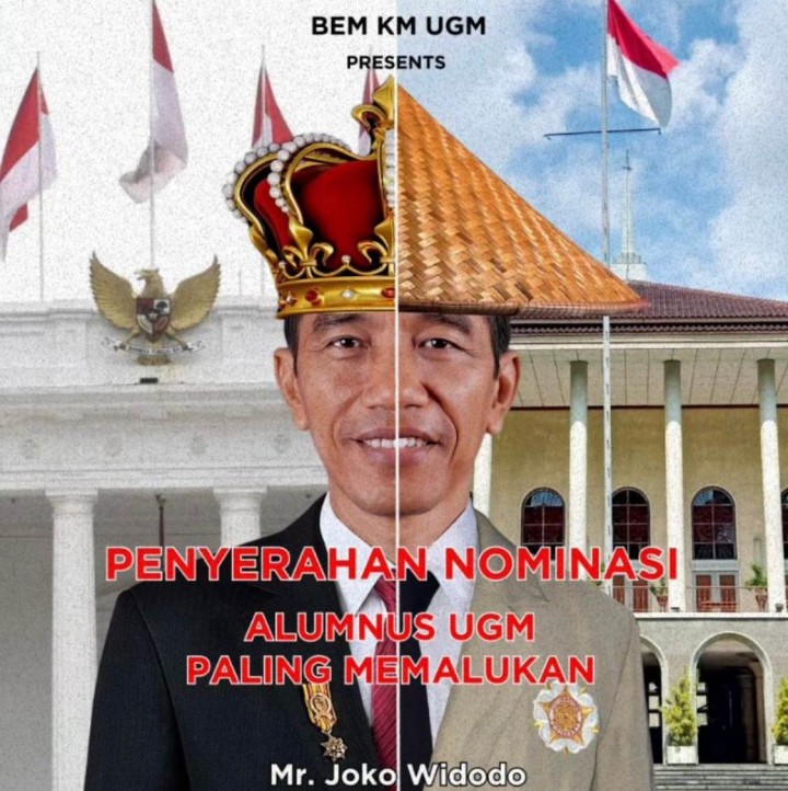 Bem UGM Nobatkan Jokowi sebagai Alumni Paling Memalukan. (BEM UGM/Instagram)