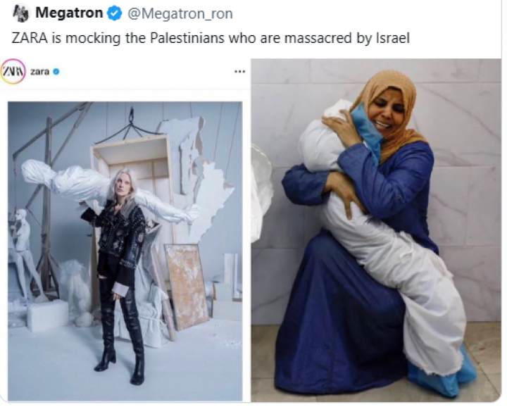 Netizen marah terkait kampanye iklan Label fashion Zara yang terkesan mengejek kematian korban di Gaza /X