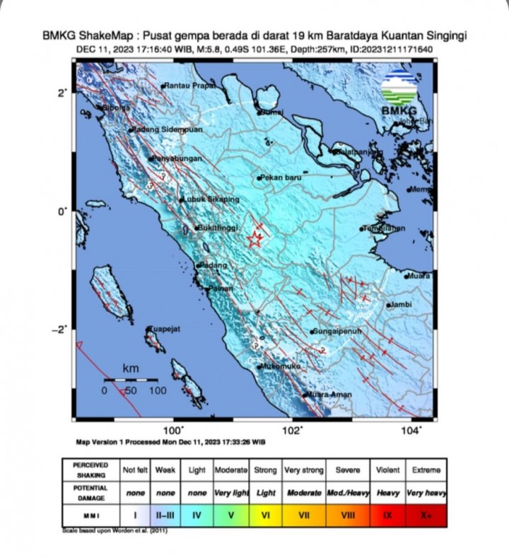 Riau tak Punya Gunung, Gempa Bumi 5,8 M Landa Kuansing, Begini Penjelasan BMKG. (BMKG)