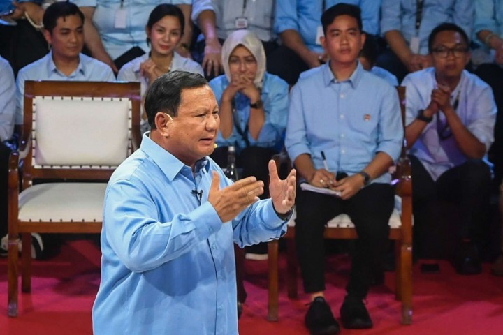 Prabowo dalam debat pertama capres 2024. Sumber: RRI