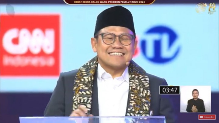 Cak Imin Luruskan soal Janji Politk Bangun 40 Kota Selevel Jakarta, saat Debat Cawapres. (Screenshot/YouTube @KPURepublikIndonesia)