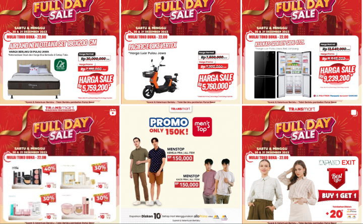 Promo Akhir Tahun Transmart Full Day Sale 30-31 Desember 2023, Ada Diskon 50 persen plus 20 persen Loh! (Instagram @transmart)