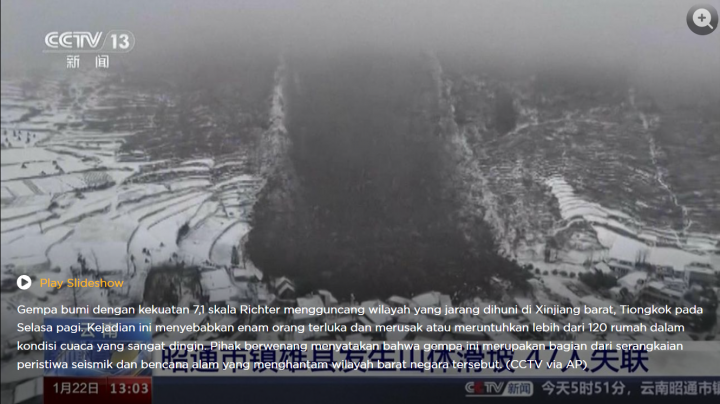 Fakta soal Gempa Besar M 7,1 yang Guncang Perbatasan China. (Tangkapan layar/CNBCIndonesia)