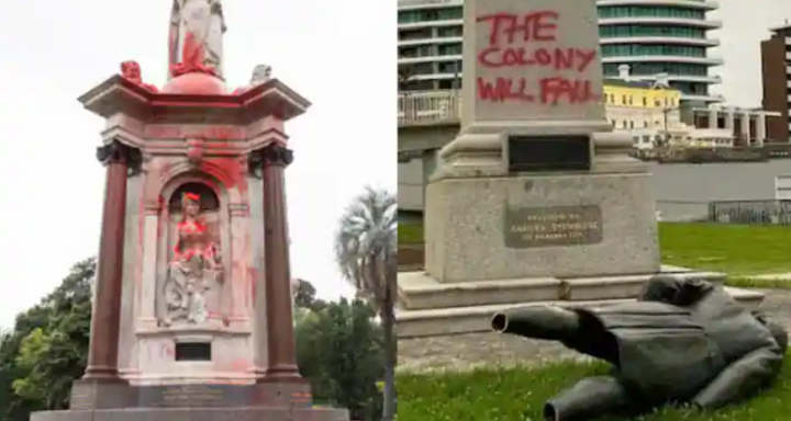 Patung-patung Ratu Victoria dan Kapten James Cook dirusak di Melbourne /Madelaine Burke, Diego Fedele