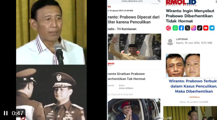 Netizen soal TNI Sebut Prabowo Diberhentikan dengan Hormat Tak Ada Kata Pemecatan: Wiranto Nyebar Hoax Dong? . (Tanglapan Layar Space X akun @Anak__Ogi)