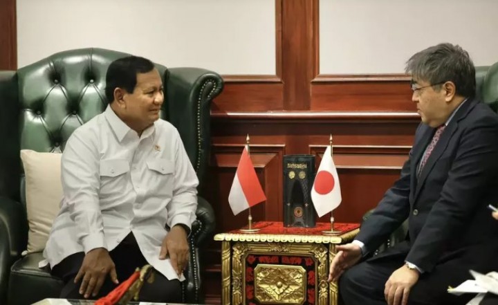 Prabowo Subianto bertemu Duta Besar Jepang untuk Indonesia Masaki Yasushi di Jakarta pada 13 Maret 2024. (Foto milik @prabowo on X)