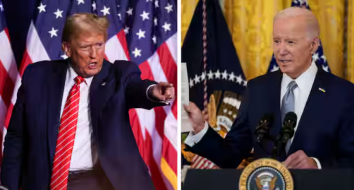 Mantan presiden AS Donald Trump dan Presiden bertahan Joe Biden /Reuters