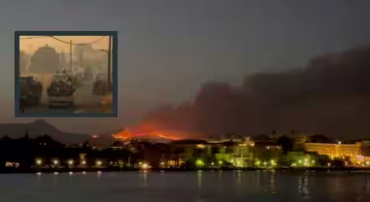 Pulau Rhodes selama kebakaran hutan /Reuters
