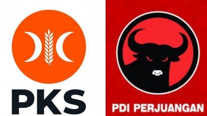 Logo PKS dan PDIP. Sumber: Tribunnews.com