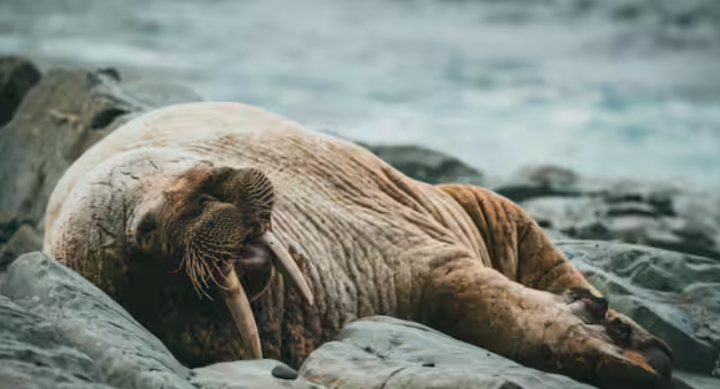 Seekor walrus yang dapat tumbuh hingga berat dua ton terutama memakan ikan, tetapi kadang-kadang juga mengonsumsi burung laut /net
